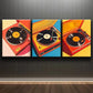 3pcs Vinyl Record Player Retro Style Metal Print Ready to Hang Art
