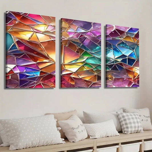 3pcs Abstract Geometric Shapes Creative Wall Art Set Canvas Framed 40x60cm - High Quality Print 100% Australian Made Wall Canvas Ready to Hang