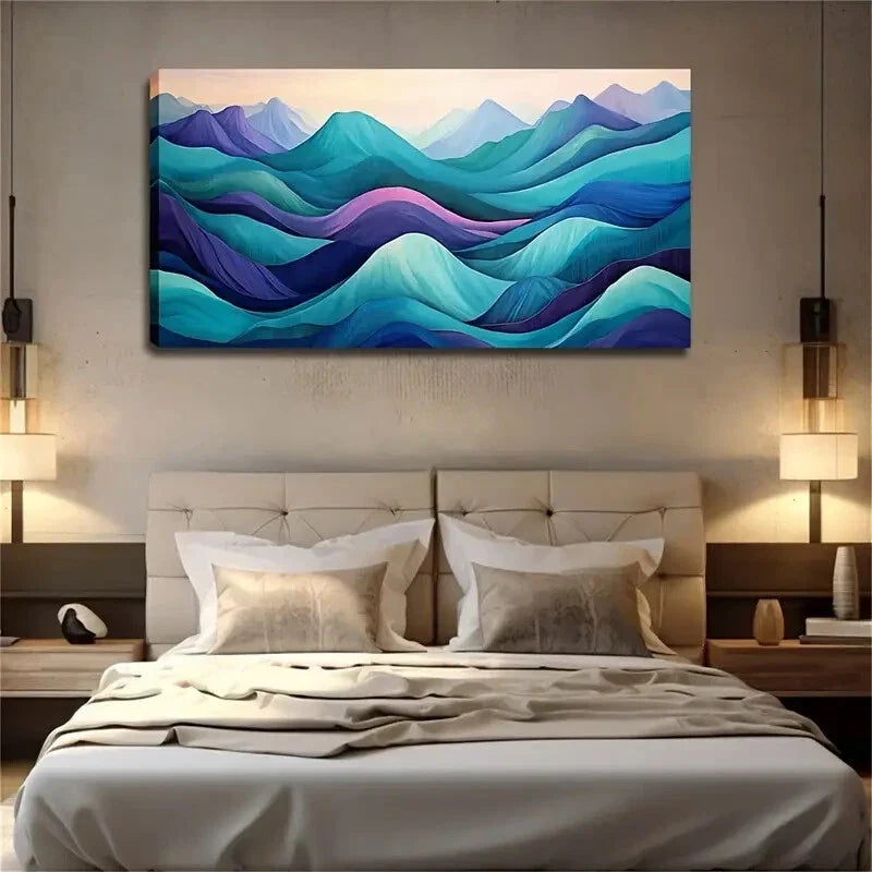 Modern Minimalist Mountain Land Wall Art Canvas Office Home Room Framed 120x60cm