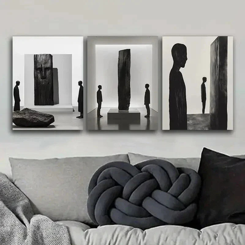 3pcs Abstract Exhibition Hall Design Metal Print Ready to Hang Art