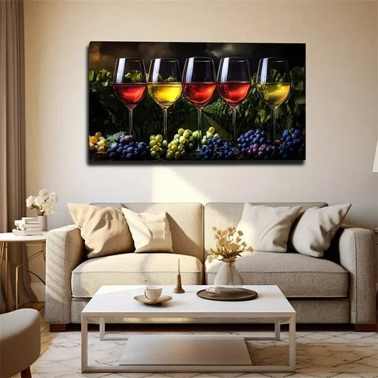Vibrant Red Yellow & Green Wall Art Canvas Office Home Room Framed 120x60cm