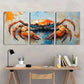 3pcs Blue & Orange Tone Crab Design Decor Wall Art Set Canvas Framed 40x60cm - High Quality Print 100% Australian Made Wall Canvas Ready to Hang