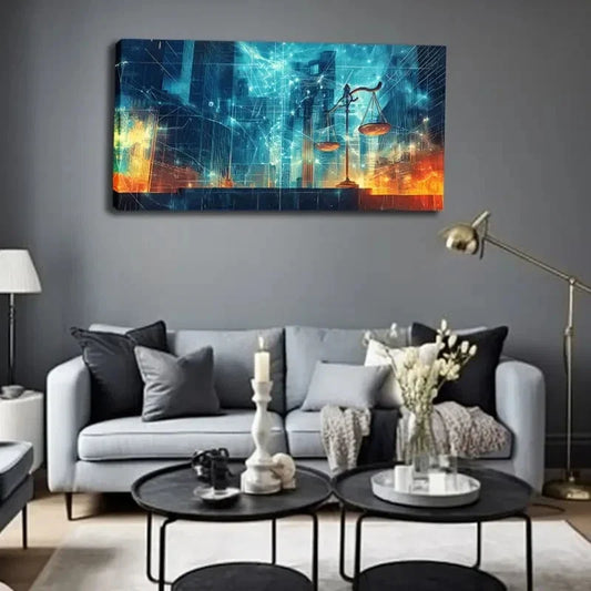 Technology & Law Fusion Theme Wall Art Canvas Office Home Room Framed 120x60cm