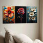 3pcs Vibrant Florals Paint Roses Peonies Orange Wall Art Set Canvas Framed 40x60cm - High Quality Print 100% Australian Made Wall Canvas Ready to Hang