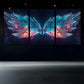 3pcs Decorative Wings Pink Blue & Golden Metal Print Ready to Hang Art