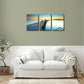 3pcs Bridges Over Sea Sunset Vibrant Orange & Blue Metal Print Ready to Hang Art