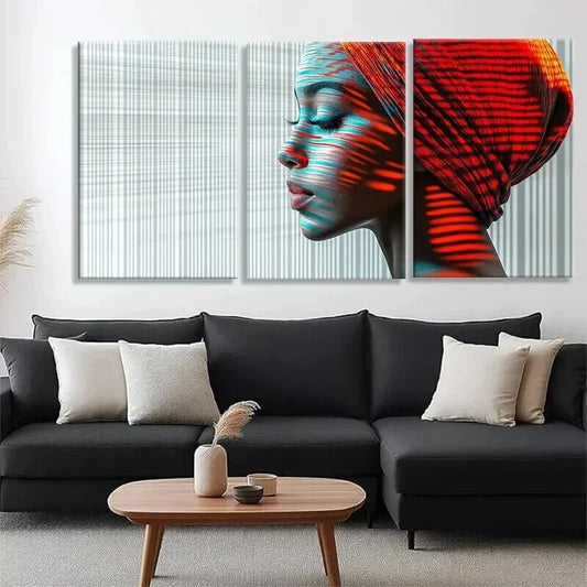 3pcs Striking Red & Blue Accents Perfect Wall Art Set Canvas Framed 40x60cm - High Quality Print 100% Australian Made Wall Canvas Ready to Hang