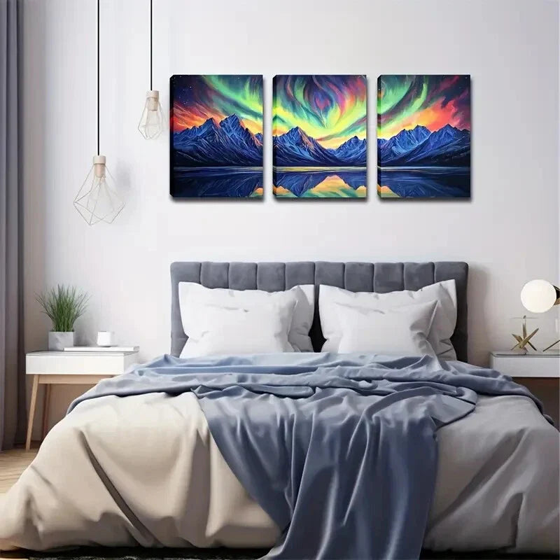 3pcs Geometric Painting Peaks Sharp Natural Style Wall Art Set Canvas Framed 40x60cm - High Quality Print 100% Australian Made Wall Canvas Ready to Hang