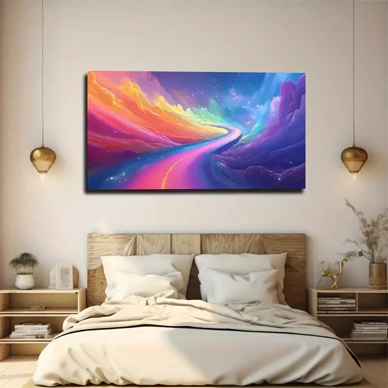 Colorful Path Abstract Wall Art Canvas Office Home Room Framed 80x45cm