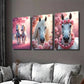 3pcs Horse Pink Floral Background Beautiful Wall Art Set Canvas Framed 40x60cm - High Quality Print 100% Australian Made Wall Canvas Ready to Hang