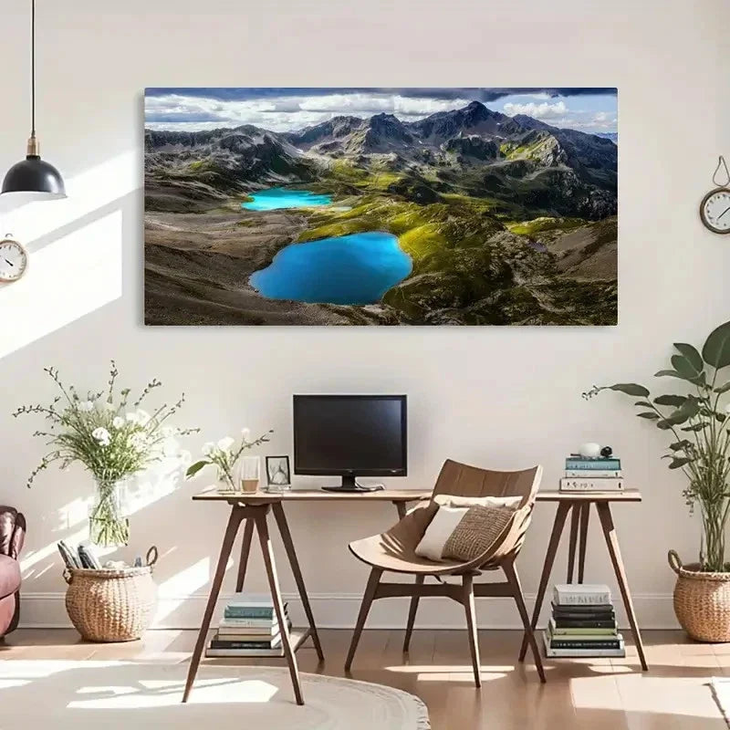 Silvretta Alps Lake Switzerland Wall Art Canvas Office Home Room Framed 80x45cm