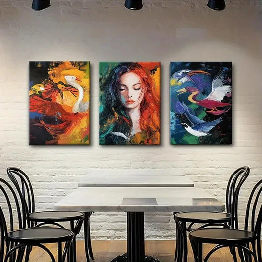3pcs Emotional Expression Women Décor Perfect Wall Art Set Canvas Framed 40x60cm - High Quality Print 100% Australian Made Wall Canvas Ready to Hang