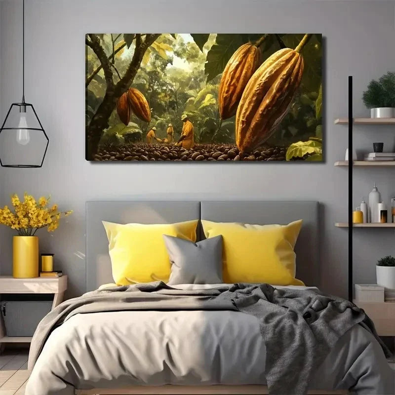 Cocoa Plantation Suitable Wall Art Canvas Office Home Room Framed 120x60cm