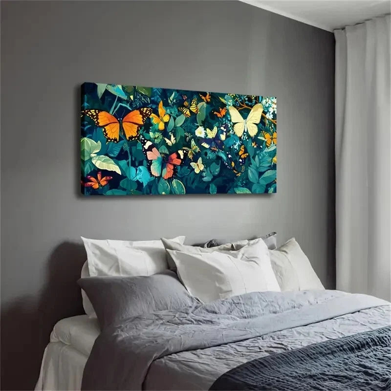 Dark Green Leaves Surrounded Wall Art Canvas Office Home Room Framed 120x60cm