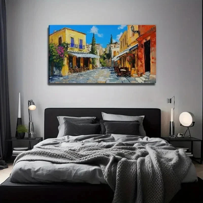 Colorful House Suitable Wall Art Canvas Office Home Room Framed 120x60cm