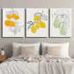 3pcs Line Drawing of Orange Lemon Pear Wall Art Set Canvas Framed 40x60cm - High Quality Print 100% Australian Made Wall Canvas Ready to Hang