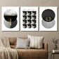 3pcs Black White Gray And Golden Shapes Wall Art Set Canvas Framed 40x60cm - High Quality Print 100% Australian Made Wall Canvas Ready to Hang