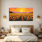 Depicts Sunflower Field Sunset Wall Art Canvas Office Home Room Framed 120x60cm