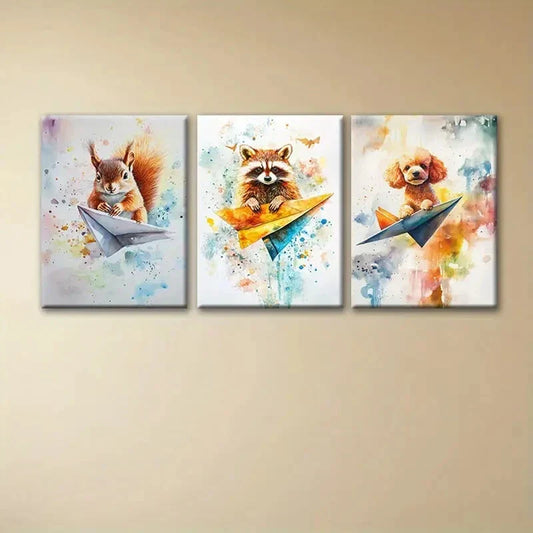 3pcs Whimsical Animal Vibrant Poodle Metal Print Ready to Hang Art