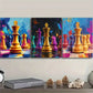 3pcs Colourful Chess Piece Measuring Featuring Metal Print Ready to Hang Art