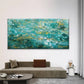 Abstract Teal Blue Green Wall Art Canvas Office Home Room Framed 120x60cm