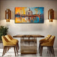 Golden & Blue Tones - Modern Wall Art Canvas Office Home Room Framed 80x45cm