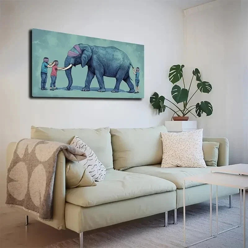 Elephant Covered with Purple Wall Art Canvas Office Home Room Framed 120x60cm