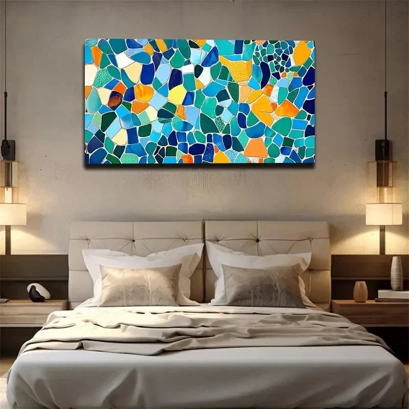 Colorful Geometric Blocks Wall Art Canvas Office Home Room Framed 120x60cm