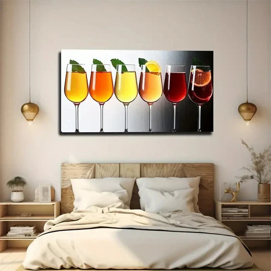 Deco Style Vibrant Drinks Wall Art Canvas Office Home Room Framed 120x60cm