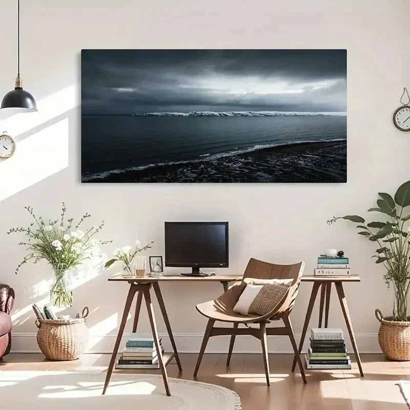 Seaside Evening Spring Season Wall Art Canvas Office Home Room Framed 120x60cm