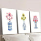 3pcs Chinese Style Blue and White Porcelain Vase Wall Art Set Canvas Framed 40x60cm - High Quality Print 100% Australian Made Wall Canvas Ready to Hang