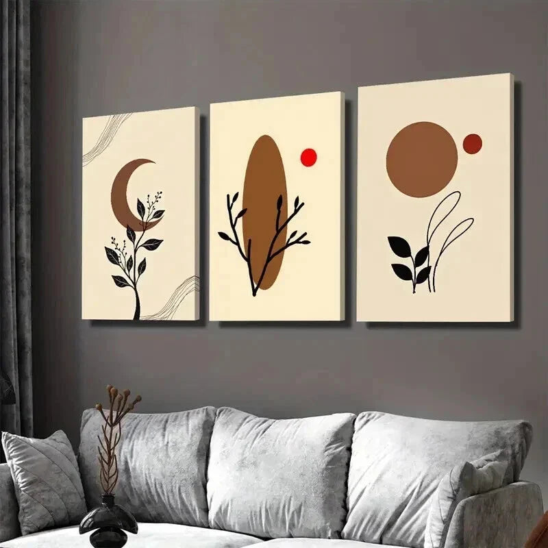 3pcs Modern Abstract Nature Inspired Designs Wall Art Set Canvas Framed 40x60cm - High Quality Print 100% Australian Made Wall Canvas Ready to Hang