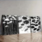 3pcs Black White Umbrellas in the Wind and Rain Wall Art Set Canvas Framed 40x60cm - High Quality Print 100% Australian Made Wall Canvas Ready to Hang