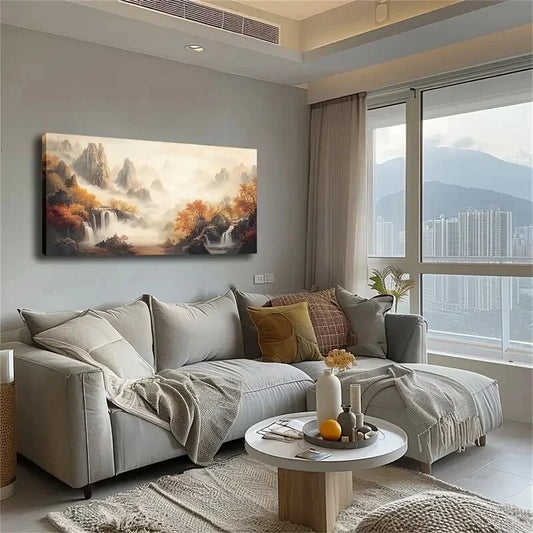 Autumn Mountain Landscape Wall Art Canvas Office Home Room Framed 120x60cm