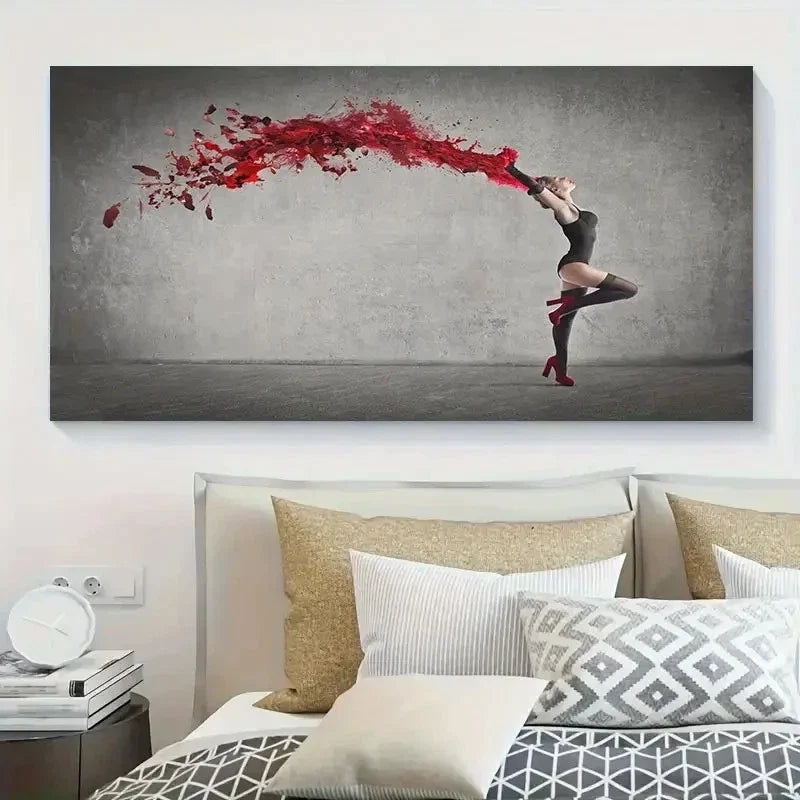 Red Dance Performance Wall Art Canvas Office Home Room Framed 120x60cm