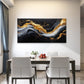 Painting Gold Black Swirl Wall Art Canvas Office Home Room Framed 80x45cm