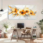 Bright Yellow and White Flowers Wall Art Canvas Office Home Room Framed 120x60cm