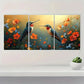3pcs Hummingbirds and Colorful Flowers Metal Print Ready to Hang Art