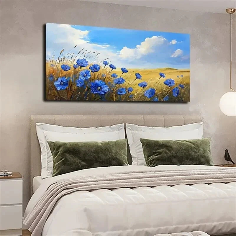Serene Beach Blue Ocean Wall Art wall canvas office home room framed 120x60cm
