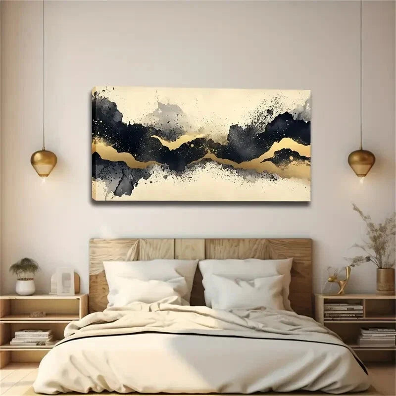 Abstract Watercolor Style Wall Art canvas office home room framed 120x60cm