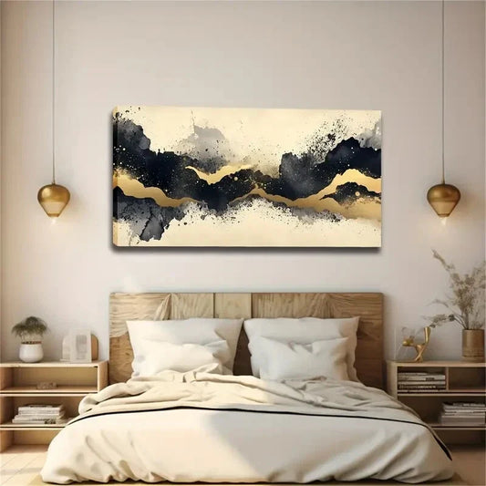 Abstract Watercolor Style Wall Art canvas office home room framed 120x60cm