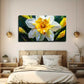 White Daffodil Flower Wall Art Canvas Office Home Room Framed 80x45cm
