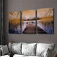3pcs Scenic Lake Sunset Triptych paintings Wall Art Set Canvas Framed 40x60cm - High Quality Print 100% Australian Made Wall Canvas Ready to Hang