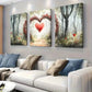 3pcs Romantic Forest Heart Arch Nature Pathway Wall Art Set Canvas Framed 40x60cm - High Quality Print 100% Australian Made Wall Canvas Ready to Hang