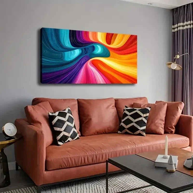Vibrant Color Flow Design Wall Art Canvas Office Home Room Framed 120x60cm