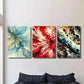 3pcs Blue Red and Black Abstract Fluid Texture Wall Art Set Canvas Framed 40x60cm - High Quality Print 100% Australian Made Wall Canvas Ready to Hang