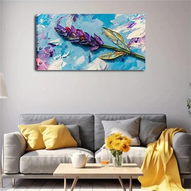 Watercolour Style Lavender Wall Art Canvas Office Home Room Framed 120x60cm