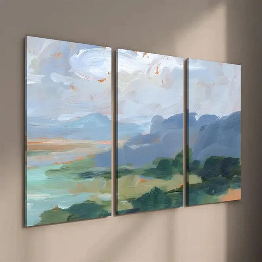3pcs Abstract Ocean Mountain Landscape Wall Art Set Canvas Framed 40x60cm - High Quality Print 100% Australian Made Wall Canvas Ready to Hang