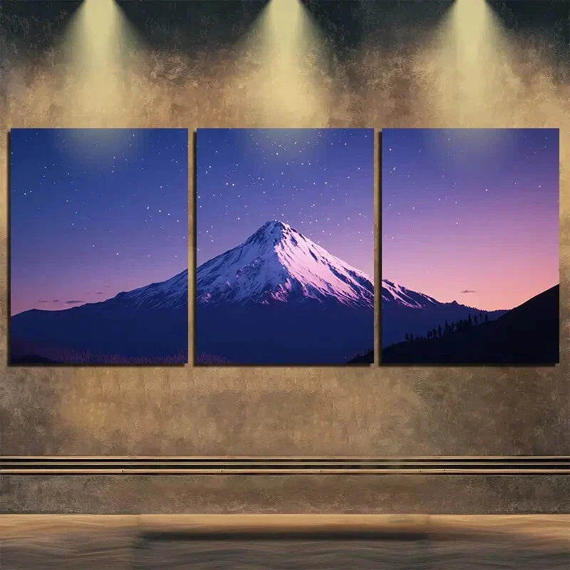 3pcs White Snow Mountain Purple Darkness Perfect Wall Art Set Canvas Framed 40x60cm - High Quality Print 100% Australian Made Wall Canvas Ready to Hang
