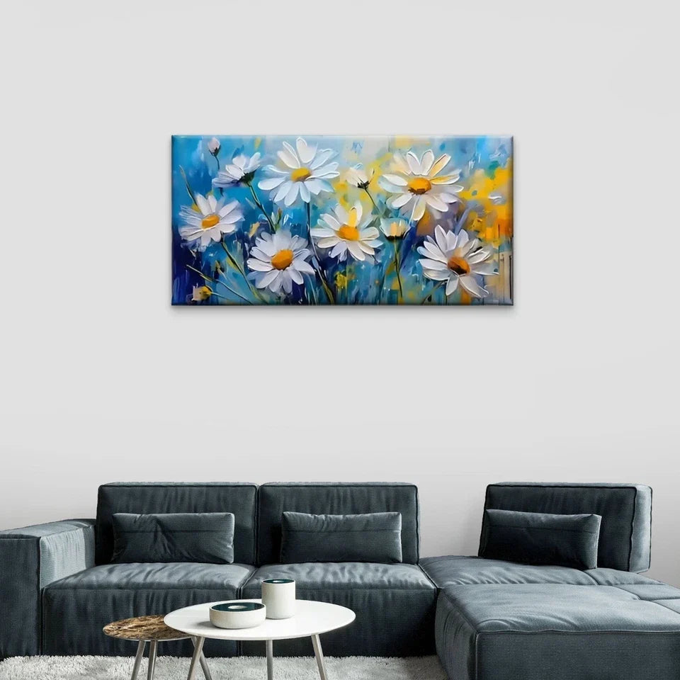 Charming Flowers Perfect Wall Art Canvas Office Home Room Framed 80x45cm